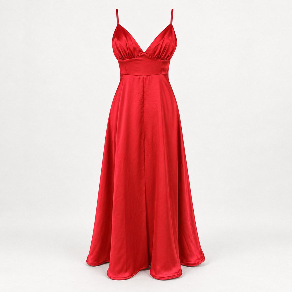 Fame & Partners x Free People Red Satin Bond Maxi Dress Formal Gown Size 6 Like